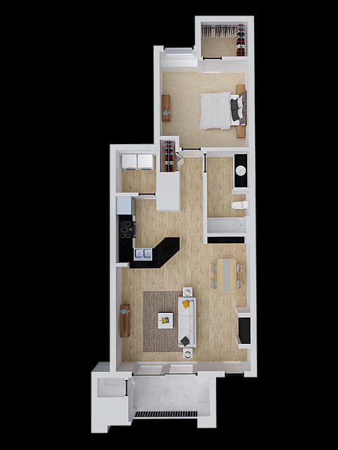 1 Bed • 1 Bath 29-1014 floor plan
