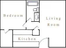 1 Bed • 1 Bath 235 floor plan