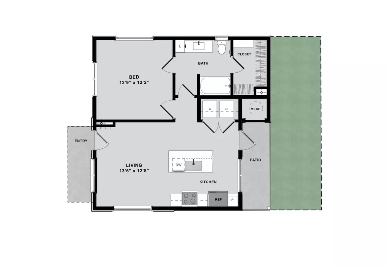 1 Bed • 1 Bath 1510-S floor plan