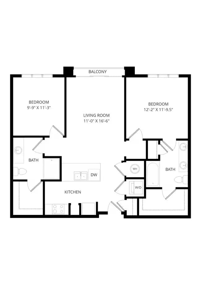 2 Beds • 2 Bath 119 floor plan