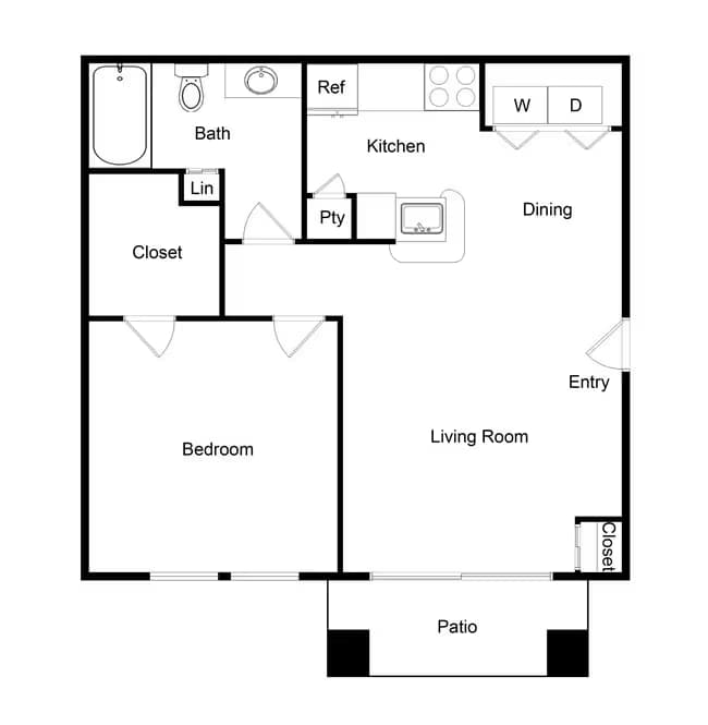 1 Bed • 1 Bath 5201 floor plan