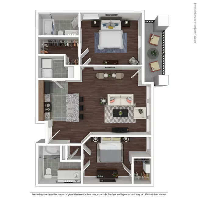 2 Beds • 2 Bath 0717 floor plan
