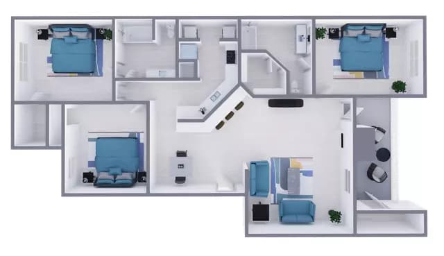 3 Beds • 2 Bath 533 floor plan