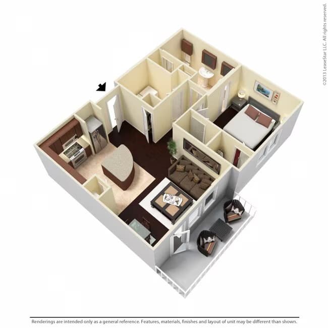 1 Bed • 1 Bath 03306 floor plan