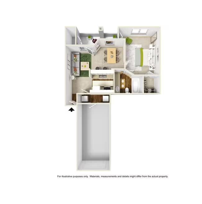 1 Bed • 1 Bath 2123 floor plan
