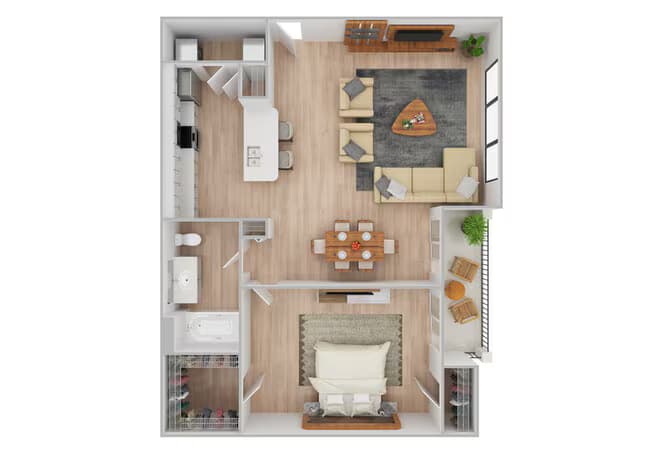 1 Bed • 1 Bath 1209 floor plan