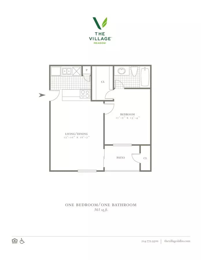 1 Bed • 1 Bath 1811 floor plan