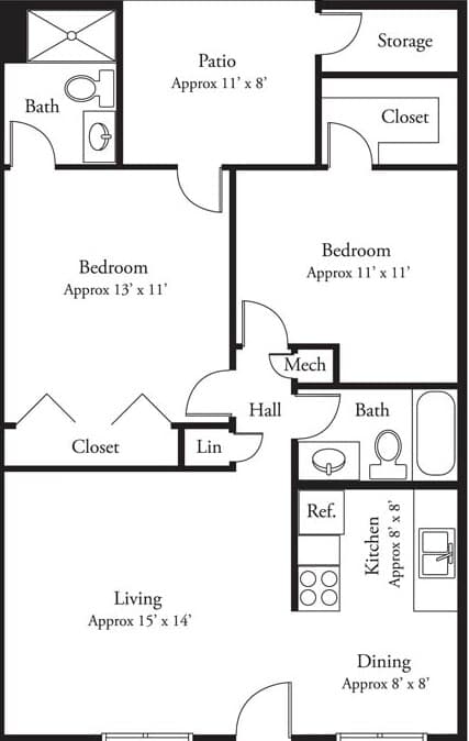 2 Beds • 2 Bath 161 floor plan