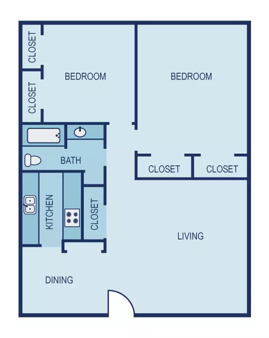 2 Beds • 1 Bath 0241 floor plan