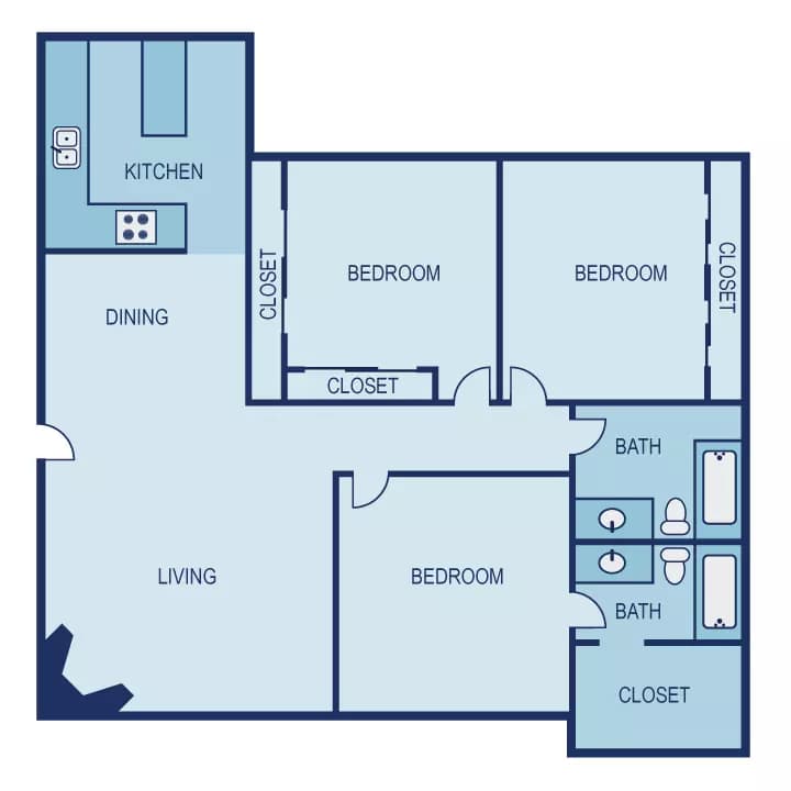 3 Beds • 2 Bath 0223 floor plan
