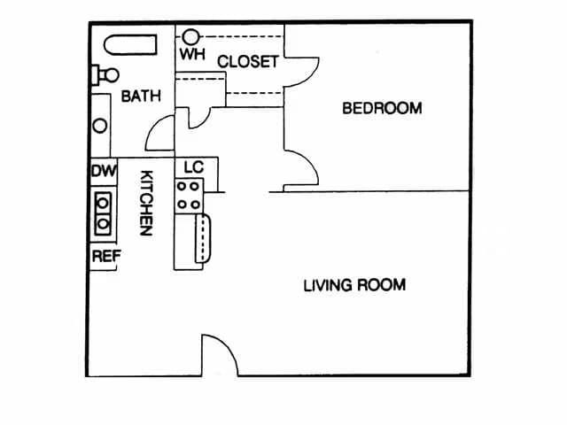1 Bed, 1 Bath A56 floor plan