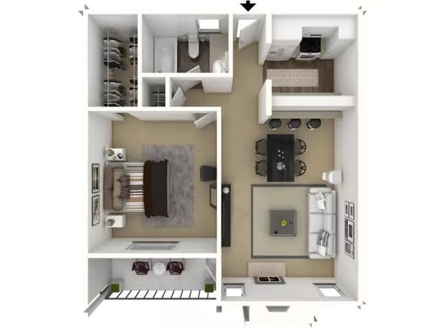 1 Bed • 1 Bath 208 floor plan