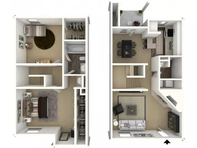 2 Beds • 1 Bath 166 floor plan