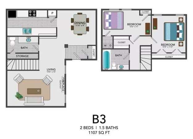 B3 - Townhome 811 floor plan
