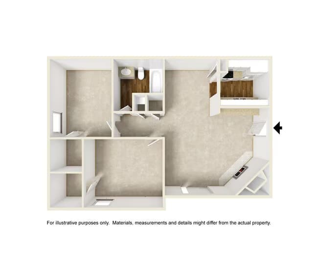 2 Beds • 2 Bath 208 floor plan