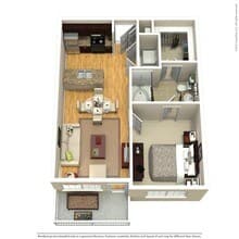 1 Bed • 1 Bath 00525 floor plan