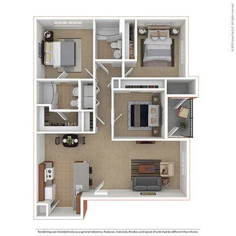 3 Beds • 2 Bath 0221 floor plan