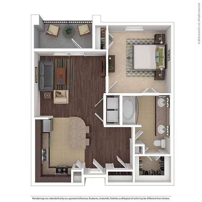 1 Bed • 1 Bath B-216 floor plan