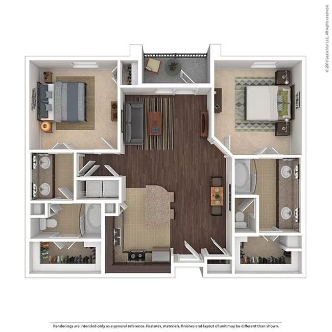 2 Beds • 2 Bath B-509 floor plan