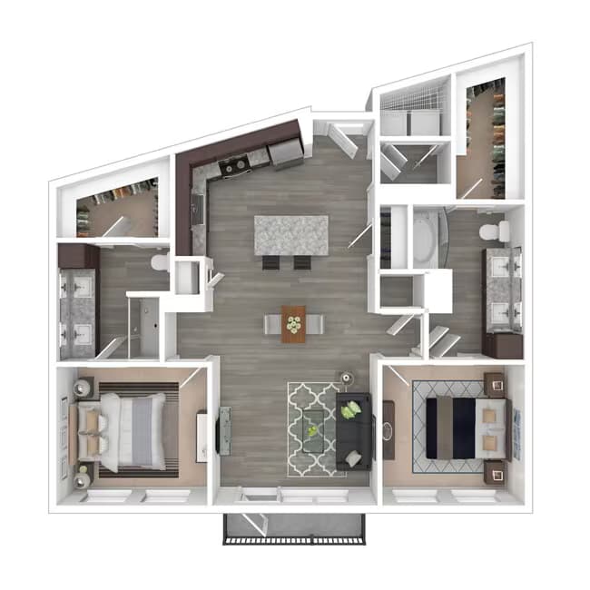 2 Beds • 2 Bath 207 floor plan