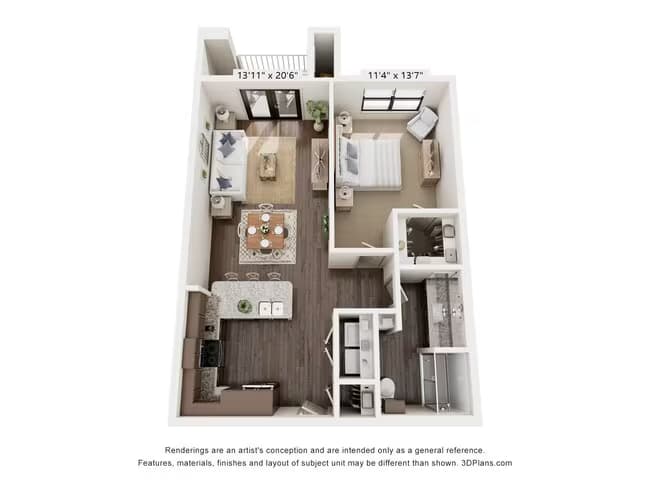 1 Bed • 1 Bath 227 floor plan