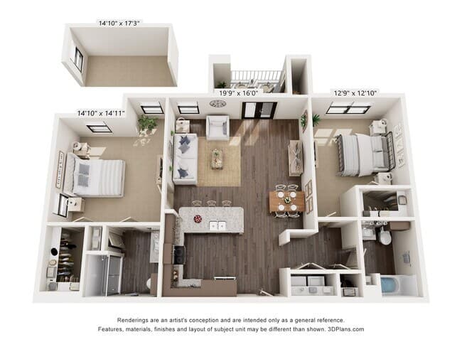 2 Beds • 2 Bath 223 floor plan