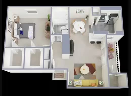 1 Bedroom 1 Bathroom 118 floor plan