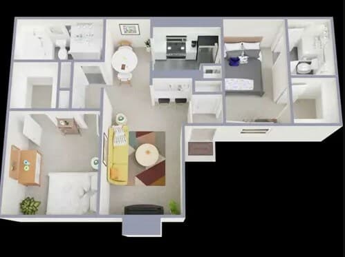 2 Bedroom 2 Bathroom 259 floor plan