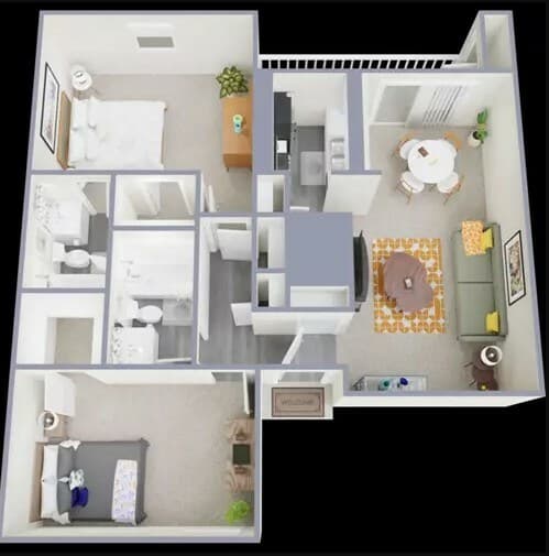 2 Beds • 1 Bath 129 floor plan
