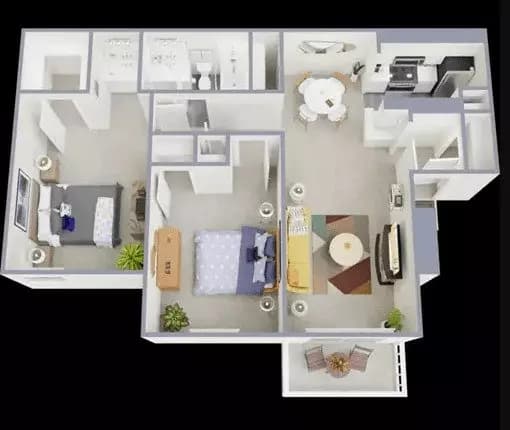 2 Bedroom 1 Bathroom 232 floor plan