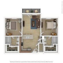 1 Room of a 2 BR unit, 903 SQFT 315B floor plan