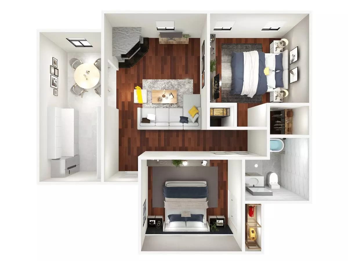 2 Beds • 1 Bath 2103 floor plan