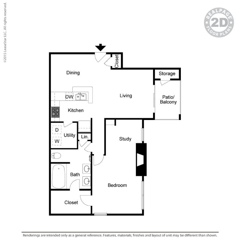1 Bed - 1 Bath (Renovated) 0923 floor plan