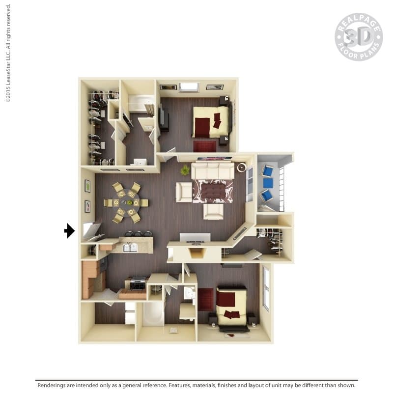 2 Bed - 2 Bath (Renovated) 1232 floor plan