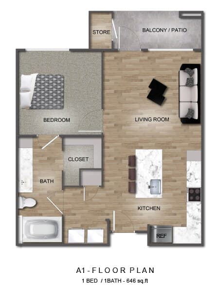 Unit A304 D141 floor plan