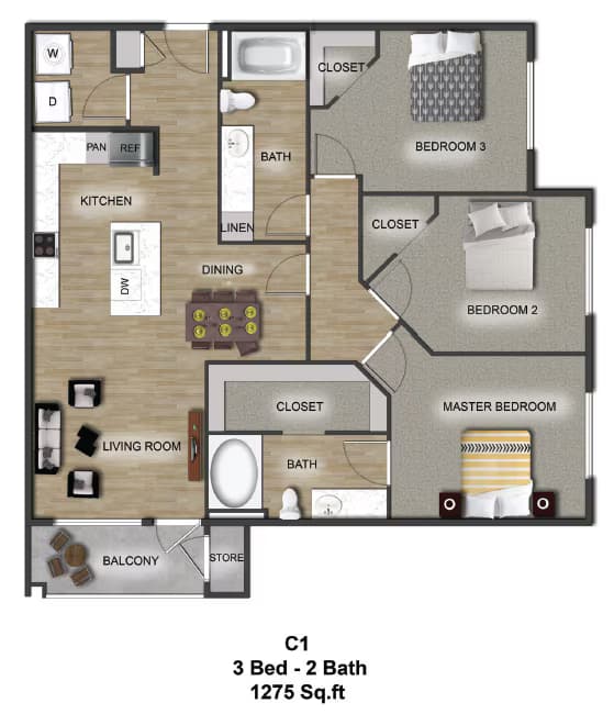 Unit D352 D252 floor plan