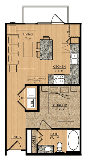 1 Bed • 1 Bath 309 floor plan