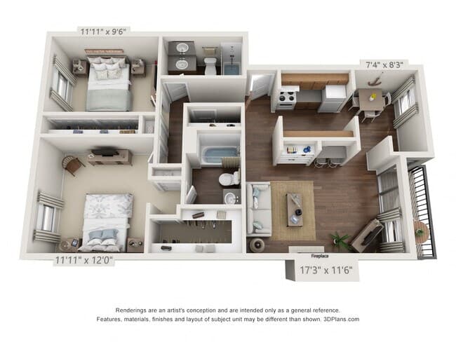 2 Bedroom, 2 Bath A 231 floor plan