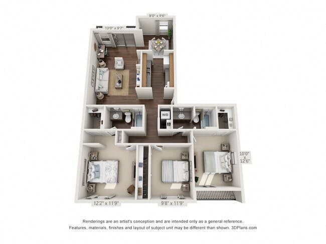 3 Beds • 2 Bath 103 floor plan