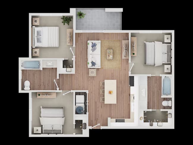 3x2 217 floor plan