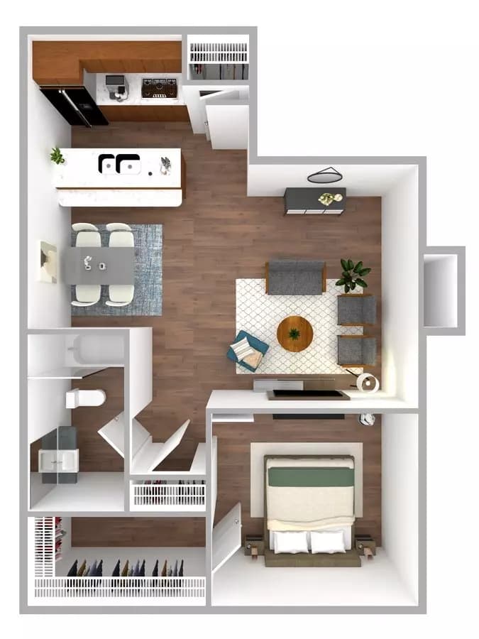 1 Bed • 1 Bath 2060 floor plan