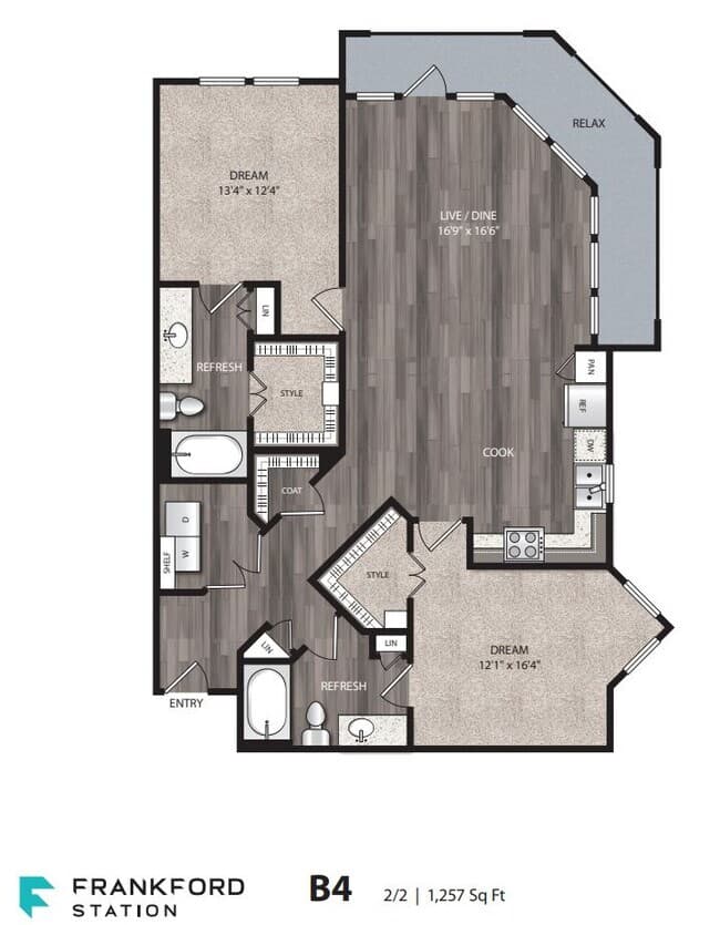 2 Bed 2 Bath 1303 floor plan