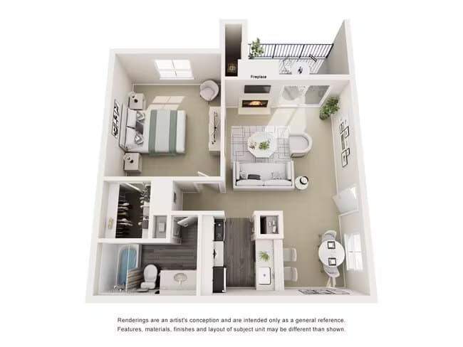 1 Bed • 1 Bath 0906 floor plan