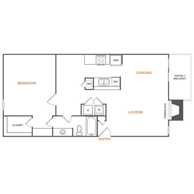 1 Bed • 1 Bath 1904 floor plan