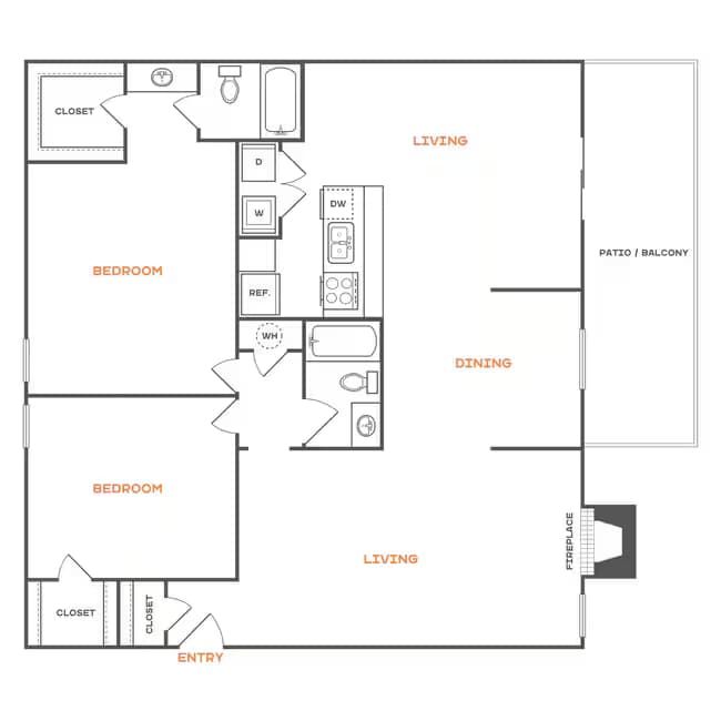 2 Bedroom - 2 Bath 0906 floor plan