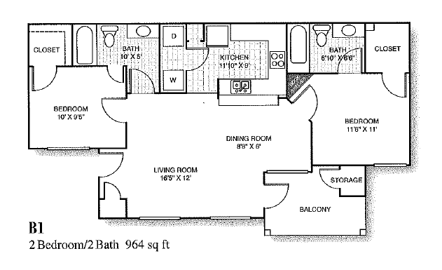 2 Beds • 2 Bath 0615 floor plan