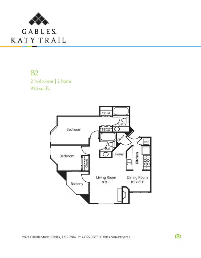 2 Beds • 2 Bath 442 floor plan