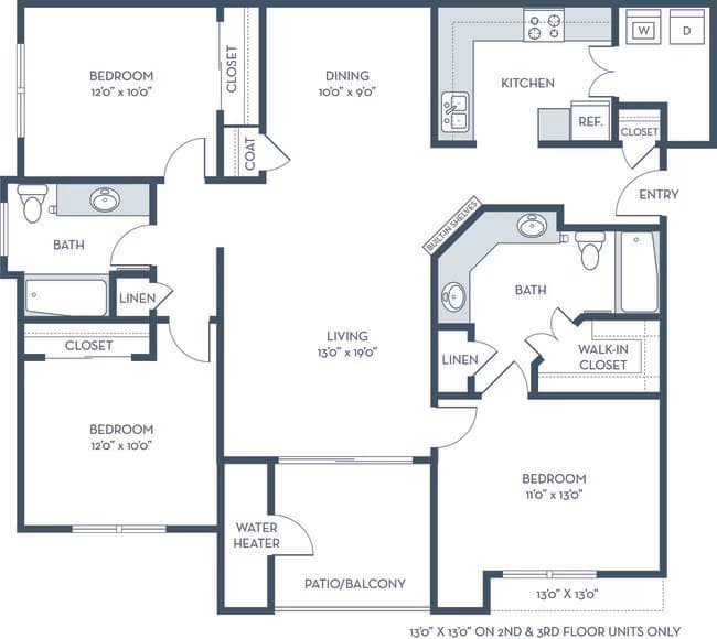 3 Beds • 2 Bath 00731 floor plan