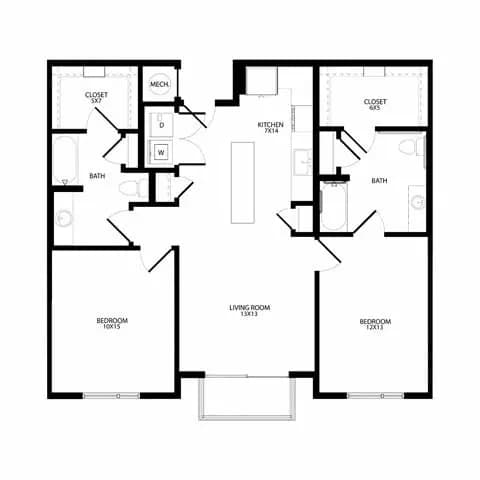 Two-Bedroom (B4) 6301 floor plan