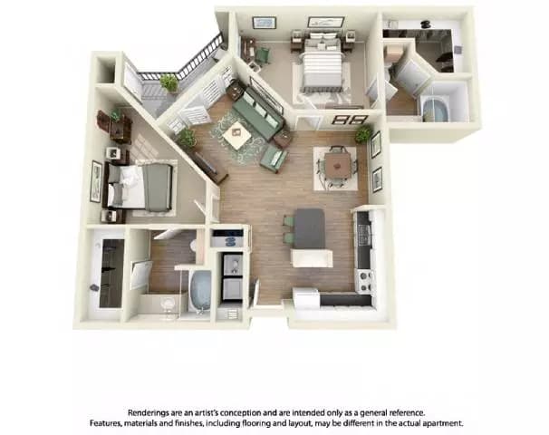 2 Beds • 2 Bath 312 floor plan